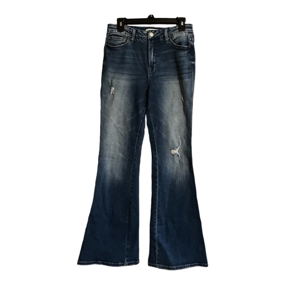 Womens Los Angeles Vervet High Rise Flare Blue Denim Jeans, Size 29